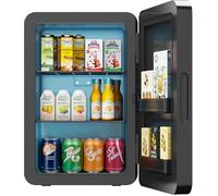 MoraRise Mini Fridge 22L/30 Cans Portable Cooler & Warmer Mini Fridge for Bedrooms with Adjustable Shelves, AC+12V DC Small Fridges for Office, Car, Travel,Home, Skincare, Drinks & Cosmetics (Black)