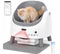 MoraRise Self Cleaning Cat Litter Box Open-Top Automatic Litter Tray with App Control, Adjustable Entrance Height, 8L Waste Bin