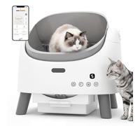 MoraRise Self Cleaning Cat Litter Tray, Open-Top Automatic Litter Box with App Control, Adjustable Entrance Height, 8L Waste Bin, Smart Electric Cat Toilet for Multiple Cats, Includes Mat, Trash Bags