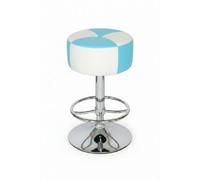 Morasi American Diner Retro Style Kitchen Bar Stool Blue And White Padded Seat