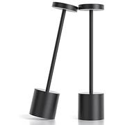 MORATER Cordless Table Lamp 13.2 Inch, Led Touch Lamp Rechargeable Desk Lamp with Stepless Dimming, Charging Completed Tip Light and 3 Colors, Portable Night Light for Indoor Outdoor (Black)