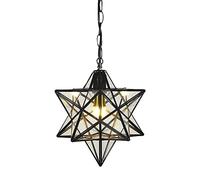 Moravian Star Chandelier 5-Rays Glass Pendant Light Hanging Lantern for Loft Bar Café Hallway Kids Room Unique Pentagram Design Decorative Ceiling Fixture
