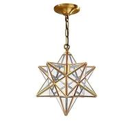 Moravian Star Island Pendant Light Industrial Kitchen Ceiling Lights with Glass Cover, Brass Frame Chandelier Lamp Hanging lamps Fixture for Dining Room, Living Bedroom, E26/E27 Ba