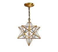 Moravian Star Light with Clear Glass Cover, Vintage Chandelier Lamp Rustic Industrial Edison Hanging Light Retro Ceiling Light Fixture 1-Light, Brassy