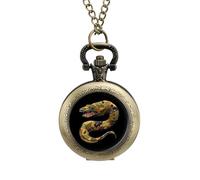 Moray EEL Camouflage Vintage Pocket Watch Alloy Pendant Watches Necklace Gift for Men Women Coppery-Style