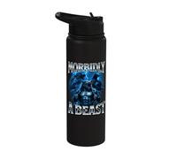 Morbidly A Beast Alpha Wolf Meme Weird Unhinged Brain Rot Stainless Steel Insulated Water Bottle