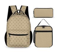 Morbuy 3 in 1 Backpacks for Girls Boys (Khaki Brown Polka Dot)