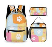 Morbuy 3 in 1 Kids Backpack Set Footprints (Yellow)