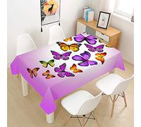 Morbuy 3D Butterfly Tablecloths Rectangular Table Cloth Table Cover Waterproof Wipeable Stain-Resistant Oil-Proof for Party Home Dining Garden (Purple butterfly,60x60cm)