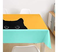 Morbuy 3D Cat Tablecloths Rectangular, Waterproof Table Cloth Wipeable Stain-Resistant Oil-Proof Table Cover for Home Dining Garden Party (Curious kitten,140x260cm)