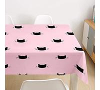 Morbuy 3D Cat Tablecloths Rectangular, Waterproof Table Cloth Wipeable Stain-Resistant Oil-Proof Table Cover for Home Dining Garden Party (Pink kitten,140x180cm)