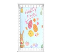 Morbuy 3D Easter Egg Crib Sheets, Cot Bed Sheets, Soft Breathable Microfiber Moses Basket Sheets, Cot Sheets for Boy and Girl, Durable Easy Care Crib Sheets (Light Blue,120x60cm)