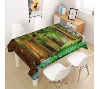 Morbuy 3D Forest Tablecloths Rectangular Table Cloth Table Cover Waterproof Wipeable Stain-Resistant Oil-Proof for Party Home Dining Garden (woodland,140x260cm)