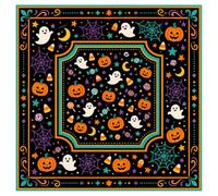Morbuy 3D Halloween Mahjong Mat Square Table Cover (Pattern 01,90x90cm) | Noise Reduction Game Mat with Anti-Slip Backing for Table Multi-purpose, for Mahjong, Poker, Card & Board Games, Dominoes