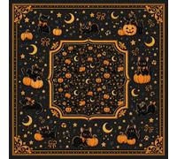 Morbuy 3D Halloween Mahjong Mat Square Table Cover (Pattern 03,90x90cm) | Noise Reduction Game Mat with Anti-Slip Backing for Table Multi-purpose, for Mahjong, Poker, Card & Board Games, Dominoes
