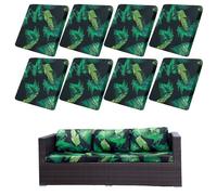 Morbuy 3D Patio Rattan Sofa Replacement Cushions Covers, Patio Cushion Seat Covers Removable Rattan Garden Furniture Washable for Sofa Outdoor Wicker (plant leaves,8 Pieces)