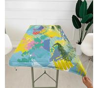 Morbuy 3D Rectangular Table Cover with Elastic Edged, Dust-Proof Table Protector Cover Elasticated Rectangle Fitted Tablecloth Covers for Picnic Camping Decor (Graffiti 6,4FT/122x76cm)
