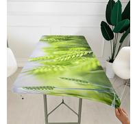 Morbuy 3D Rectangular Table Cover with Elastic Edged, Dust-Proof Table Protector Cover Elasticated Rectangle Fitted Tablecloth Covers for Picnic Camping Decor (Wheat Print4,4FT/122x76cm)