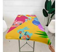 Morbuy 3D Rectangular Table Cover with Elastic Edged, Dust-Proof Table Protector Cover Elasticated Rectangle Fitted Tablecloth Covers for Picnic Camping Decor (Cute Rabbit 5,4FT/122x76cm)