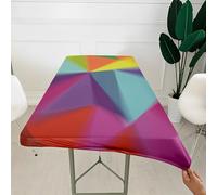 Morbuy 3D Rectangular Table Cover with Elastic Edged, Dust-Proof Table Protector Cover Elasticated Rectangle Fitted Tablecloth Covers for Picnic Camping Decor (Fashion Geometry 6,4FT/122x76cm)