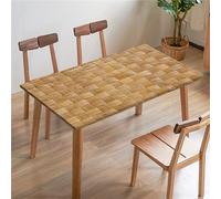 Morbuy 3D Rectangular Table Cover with Elastic Edged, Dust-Proof Table Protector Cover Elasticated Rectangle Fitted Tablecloth Covers for Picnic Camping Decor (4FT/122x61cm,Bamboo weaving 12)
