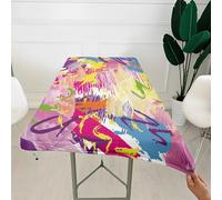 Morbuy 3D Rectangular Table Cover with Elastic Edged, Dust-Proof Table Protector Cover Elasticated Rectangle Fitted Tablecloth Covers for Picnic, Camping, Decor (Graffiti 1,4FT/122x76cm)