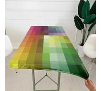 Morbuy 3D Rectangular Table Cover with Elastic Edged, Dust-Proof Table Protector Cover Elasticated Rectangle Fitted Tablecloth Covers for Picnic Camping Decor (Fashion Geometry 4,4FT/122x76cm)