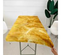 Morbuy 3D Rectangular Table Cover with Elastic Edged, Dust-Proof Table Protector Cover Elasticated Rectangle Fitted Tablecloth Covers for Picnic Camping Decor (Wheat Print8,4FT/122x76cm)