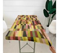 Morbuy 3D Rectangular Table Cover with Elastic Edged, Dust-Proof Table Protector Cover Elasticated Rectangle Fitted Tablecloth Covers for Picnic Camping Decor (Fashion Geometry 10,4FT/122x76cm)