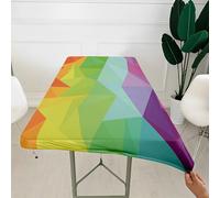 Morbuy 3D Rectangular Table Cover with Elastic Edged, Dust-Proof Table Protector Cover Elasticated Rectangle Fitted Tablecloth Covers for Picnic Camping Decor (Fashion Geometry 8,4FT/122x76cm)