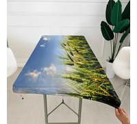 Morbuy 3D Rectangular Table Cover with Elastic Edged, Dust-Proof Table Protector Cover Elasticated Rectangle Fitted Tablecloth Covers for Picnic Camping Decor (Wheat Print9,4FT/122x76cm)
