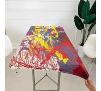 Morbuy 3D Rectangular Table Cover with Elastic Edged, Dust-Proof Table Protector Cover Elasticated Rectangle Fitted Tablecloth Covers for Picnic, Camping, Decor (Graffiti 5,4FT/122x76cm)