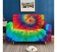 Morbuy 3D Sofa Cover for 1 2 3 4 Seater Sofa Slipcovers Stretch Fabric Washable Sofa Protector for Leather Sofas + Sticky Roller Gift x 1 (Tie dye,4 seater)