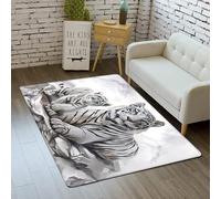 Morbuy 3D Tiger Animal Rugs Modern Carpets Living Room Rug, Extra Large Size Soft Short Medium Pile Rugs Anti Slip Washable Floor Mats for Bedroom Kids Room Decor (white mountain,80x160cm)