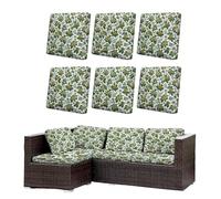 Morbuy 6/8 Pack Waterproof Outdoor Cushion Covers, Water Resistant Garden Seat Cushion Covers, Replacement Patio Furniture Cushion Slipcovers for Rattan Corner Sofa (Herbal plants,6)