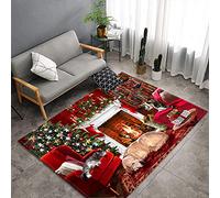 Morbuy Area Rugs Modern Carpets Living Room Rug, 3d Christmas Extra Large Size Soft Short Pile Rugs Anti Slip Washable Floor Mats for Bedroom Kids Room Decor (Christmas fireplace,100x120cm)