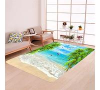 Morbuy Area Rugs Modern Carpets Living Room Rug, 3d Printing Extra Large Size Soft Flannel Short Pile Rugs Anti Slip Washable Floor Mats for Bedroom Kids Room Decor (60x90cm,beach waves)