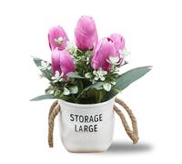 Morbuy Artificial Plants in Pot Tulips Artificial Flowers Potted Plastic Faux Plants Realistic Potted for Indoors Outdoor Home Office Desk Bedroom Garden Desktop Decorations (Purple)