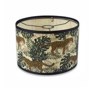 Morbuy Bamboo Lamp Shade for Table Lamp, Forest Deer Print Round Drum Light Shades, Bedside Wall Pendant Table Floor Lampshade for Living Rooms, Bedroom, Reading Room, Hallways (Leopards)