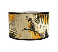 Morbuy Bamboo Lampshades Chinese Style Flowers Birds Round Lampshade for Table Lamps Ceiling Light Shades Pendant Lamp Shade, Wall Lamp, Bedside Lamp, Floor Lamp Home Decorative (Yellow A)