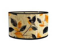 Morbuy Bamboo Lampshades Chinese Style Flowers Birds Round Lampshade for Table Lamps Ceiling Light Shades Pendant Lamp Shade, Wall Lamp, Bedside Lamp, Floor Lamp Home Decorative (Yellow B)