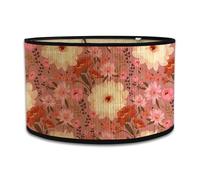 Morbuy Bamboo Table Lamp Shade, Flowers Floral Wooden Bedside Light Lampshade Drum Lampshades Diameter 30cm Bedroom Light Shades Wall Light Lamp Shades for Home Decor (Pink Flowers)