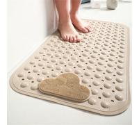 Morbuy Bath Tub Shower Mat Non Slip, Bath Mat Extra Long, Bathtub Mats with Drain Holes and Suction Cups, Textured Surface, PVC Bathroom Mats (50x80cm,brown)