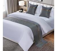 Morbuy Bed Runners and Matching Cushions Set, Scarves Bed Runners Hotel Bed Scarf Bedding Bed Towel Luxury Bedspread Protection for Living Room Bedroom Hotel (Dark grey gold,50x210+50x50cm)