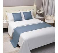 Morbuy Bed Runners and Matching Cushions Set, Scarves Bed Runners Hotel Bed Scarf Bedding Bed Towel Solid Colour Bedspread Protection for Living Room Bedroom Hotel (50x210+50x50cm,Navy Blue)