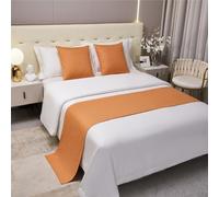Morbuy Bed Runners and Matching Cushions Set, Scarves Bed Runners Hotel Bed Scarf Bedding Bed Towel Solid Colour Bedspread Protection for Living Room Bedroom Hotel (50x160+50x50cm,Orange)