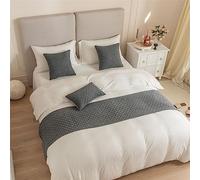 Morbuy Bed Runners Holland Velvet, Diamond Lattice Scarf Bedspread Bedroom Scarves Bed Scarf Hotel Luxury Protection for Bed Cover Single Double King Size (Grey,45 * 180cm for 120cm bed)
