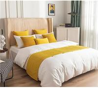 Morbuy Bed Runners Holland Velvet, Scarf Bedspread Bedroom Scarves Home Decoration Bed Scarf Hotel Luxury Protection for Bed Cover Single Double King Size (Mustard yellow,45X180cm for 120cm bed)