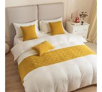 Morbuy Bed Runners Holland Velvet, Seashell Pattern Scarf Bedspread Bedroom Scarves Bed Scarf Hotel Luxury Protection for Bed Cover Single Double King Size (45 * 180cm for 120cm bed,Yellow)