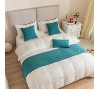 Morbuy Bed Runners Holland Velvet, Seashell Pattern Scarf Bedspread Bedroom Scarves Bed Scarf Hotel Luxury Protection for Bed Cover Single Double King Size (45 * 210cm for 150cm bed,Peacock blue)